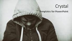  Presentation with sad - Colorful PPT theme enhanced with sad teenager boy close-up backdrop and a light gray colored foreground