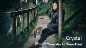  Presentation with railing - Cool new theme with sad-tired-teenage-girl-sitting backdrop and a tawny brown colored foreground