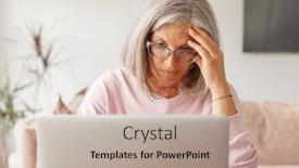  Presentation with bad news - Presentation design enhanced with sad-upset-gray-haired-middle background and a mint green colored foreground