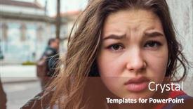  Presentation with sad girl - Cool new PPT theme with sad-upset-teenager-girl-close backdrop and a tawny brown colored foreground