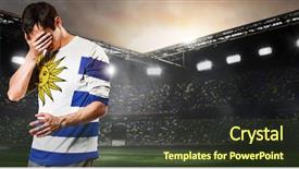  Presentation with team player - PPT theme featuring sad uruguay national team soccer background and a tawny brown colored foreground