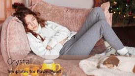  Presentation with sad woman lonely - Presentation theme having sad-woman-by-the-christmas background and a coral colored foreground