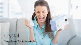  Presentation with woman crying - Presentation theme with lame - lemon teapot and cup illustration background and a white colored foreground