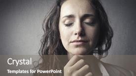  Presentation with woman crying - Theme enhanced with sad woman crying background and a gray colored foreground