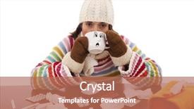  Presentation with sad woman - PPT theme featuring sad woman with flu symptom background and a coral colored foreground