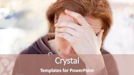  Presentation with women sad - Audience pleasing presentation design consisting of sad woman with hand backdrop and a coral colored foreground