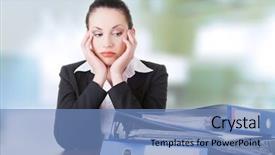  Presentation with binder - PPT theme consisting of sad woman with ring binders background and a teal colored foreground