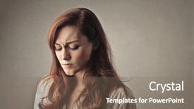  Presentation with women sad - Presentation design consisting of sad woman background and a violet colored foreground