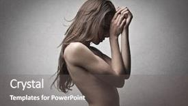  Presentation with women sad - Cool new PPT theme with sad women - beautiful naked woman covers her backdrop and a gray colored foreground