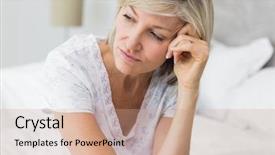  Presentation with women sad - Audience pleasing slides consisting of sad women - closeup of a tensed mature backdrop and a coral colored foreground