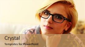  Presentation with woman sad - PPT theme with sad women - closeup portrait of a young background and a coral colored foreground