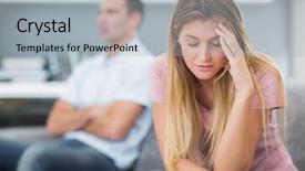  Presentation with dispute - PPT layouts with sad women - couple not talking background and a light blue colored foreground