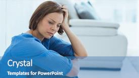  Presentation with empowered woman - Amazing theme having sad women - depressed young woman sitting backdrop and a teal colored foreground