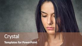  Presentation with serene - PPT theme featuring sad women - head portrait of a pretty background and a coral colored foreground