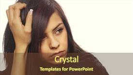  Presentation with women sad - Theme with sad women - young woman with serious expression background and a tawny brown colored foreground