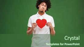  Presentation with sad - PPT theme consisting of sad young african curly man background and a ocean colored foreground