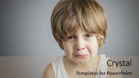  Presentation with sad - PPT theme featuring sad young boy background and a coral colored foreground