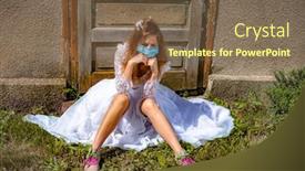  Presentation with sad - Slide set having sad-young-bride-in-white background and a violet colored foreground