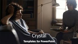  Presentation with tissue - Slide deck having sad-young-brunette-female-patient background and a dark gray colored foreground