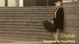  Presentation with black female - Colorful PPT layouts enhanced with sad-young-fashion-woman backdrop and a tawny brown colored foreground