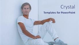  Presentation with sad - Colorful PPT layouts enhanced with sad-young-man-sitting-beside backdrop and a sky blue colored foreground