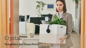  Presentation with woman sad - Beautiful PPT layouts featuring sad-young-woman-carrying-box backdrop and a coral colored foreground