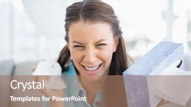  Presentation with sadness woman cry - Amazing PPT theme having hand holding touchpad tablet backdrop and a ocean colored foreground