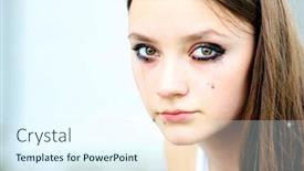  Presentation with tears - Theme with sad-young-woman-crying background and a sky blue colored foreground