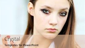  Presentation with tears - Audience pleasing theme consisting of sad-young-woman-crying backdrop and a coral colored foreground