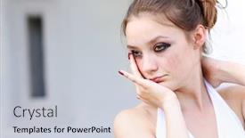  Presentation with woman crying - Slide deck featuring sad-young-woman-crying background and a lemonade colored foreground