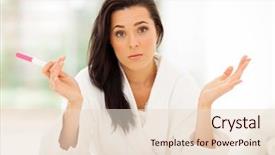  Presentation with woman sad - Cool new PPT theme with sad young woman holding pregnancy backdrop and a lemonade colored foreground