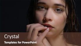  Presentation with woman sad - Slide deck enhanced with sad-young-woman-looks background and a tawny brown colored foreground