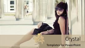  Presentation with woman sad - PPT layouts featuring sad young woman with flowers background and a coral colored foreground