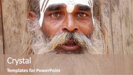  Presentation with varanasi - Slides having sadhu man in varanasi india background and a coral colored foreground