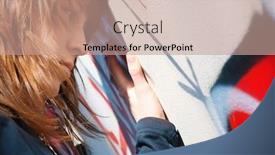  Presentation with wall - Beautiful presentation featuring sadly-young-waman-near-wall backdrop and a coral colored foreground