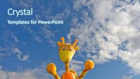  Presentation with sky blue - Presentation theme having safari cartoon - giraffe toy over the blue background and a ocean colored foreground