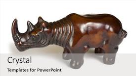  Presentation with soft toy for babies - Audience pleasing presentation theme consisting of safari cartoon - toy rhinoceros isolated on white backdrop and a light gray colored foreground