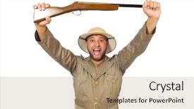  Presentation with safari - Presentation design having safari hunter isolated on white background and a  colored foreground