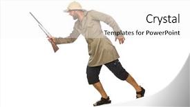  Presentation with safari - Presentation design having safari hunter isolated on white background and a  colored foreground