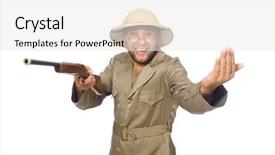  Presentation with safari - Cool new theme with safari hunter isolated on white backdrop and a  colored foreground