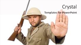  Presentation with safari - Audience pleasing theme consisting of safari hunter isolated on white backdrop and a  colored foreground