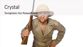  Presentation with octopus on isolated white - Theme having safari hunter isolated on white background and a  colored foreground