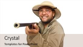  Presentation with history earth globe isolated white - Amazing slide deck having safari hunter isolated on white backdrop and a  colored foreground