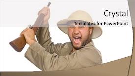  Presentation with kids in kenya safari - PPT theme enhanced with safari hunter isolated on white background and a  colored foreground