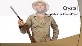  Presentation with kids in kenya safari - Amazing slide set having safari hunter isolated on white backdrop and a  colored foreground