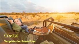  Presentation with safari south africa - Colorful PPT theme enhanced with game drive in open vehicle backdrop and a tawny brown colored foreground