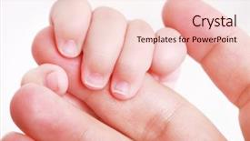  Presentation with newborn - Presentation theme enhanced with fingers in mother's hand background and a  colored foreground