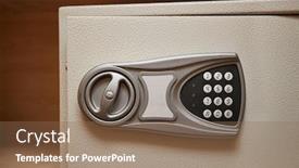  Presentation with open door - Theme enhanced with safe-box-vault-working background and a violet colored foreground