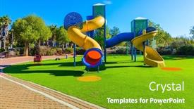  Presentation with kids development - Slide set consisting of safe-children-s-playground background and a tawny brown colored foreground