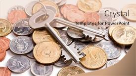  Presentation with safe - Cool new PPT theme with safe key with coins backdrop and a lemonade colored foreground